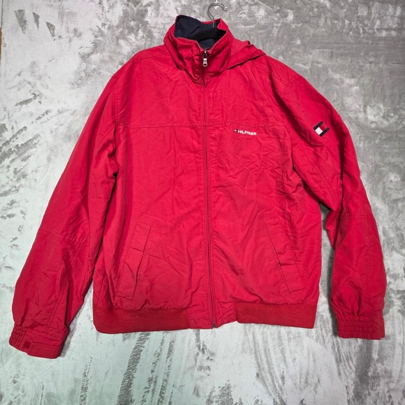 Tommy Hilfiger Other - Tommy Hilfiger Mens Red Yachting Jacket Full Zip Hooded Windbreaker XL 1153